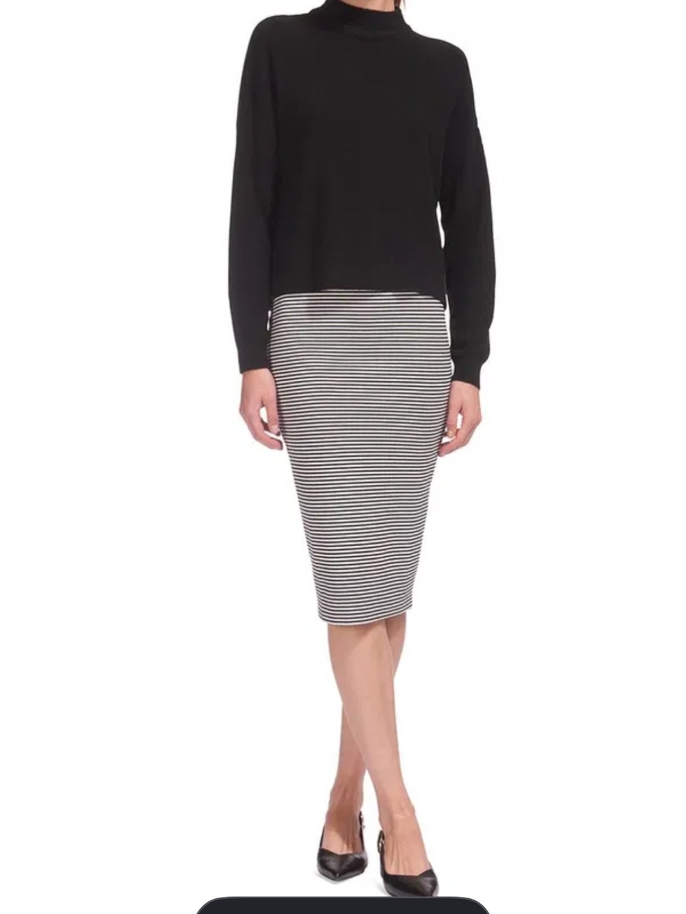 Whistles Black and White Striped Jersey Tube skirt
